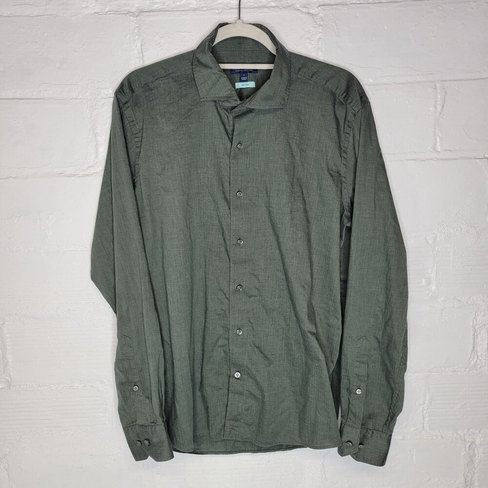 Peter Millar Men's Large Button Front Shirt Flex Finish Green